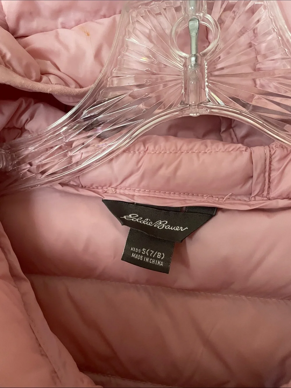 Eddie Bauer Girls Down Quilted coat Hooded Puffer Jacket 7/8